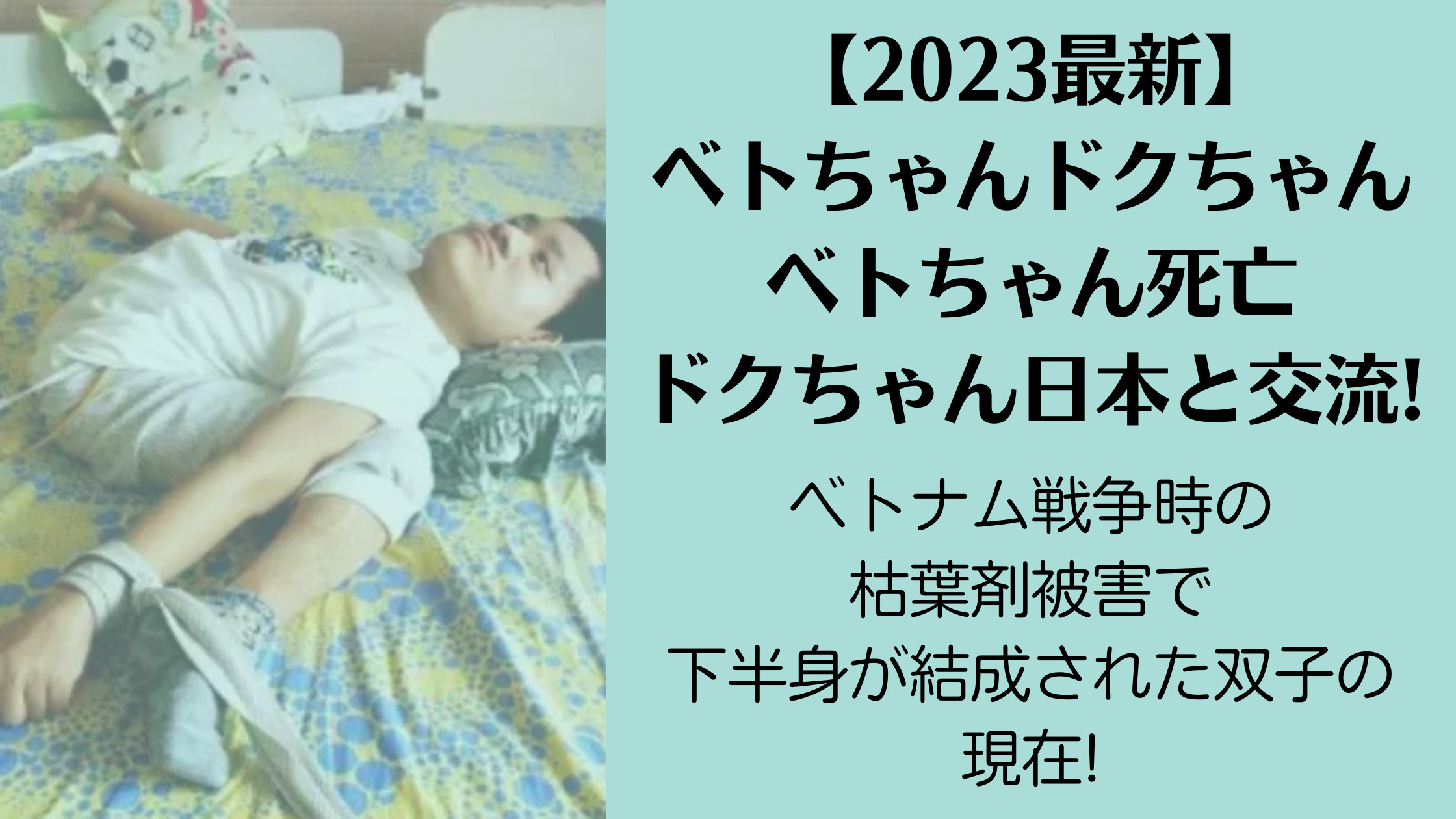 【2023最新】ベトちゃんドクちゃんの現在はベトちゃんは死亡ドクちゃんは日本との交流を続けていた!